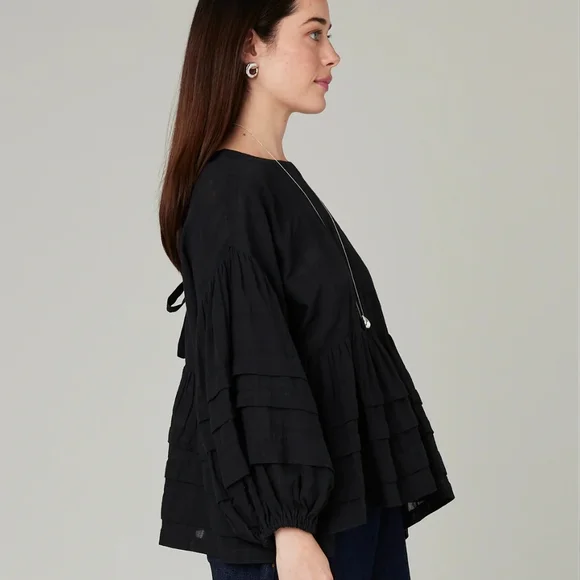 Beyond Nine Simone Black Cotton Top, Size L/XL - Picture 5 of 13